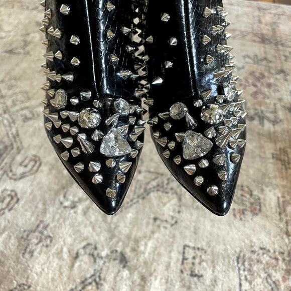 Steve Madden Women's Viceroy Embellished Spiked Dress Booties Black Size 6 EUC - Picture 13 of 13
